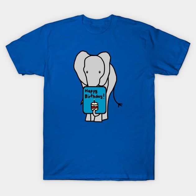 Elephant with Birthday Greetings T-Shirt by ellenhenryart